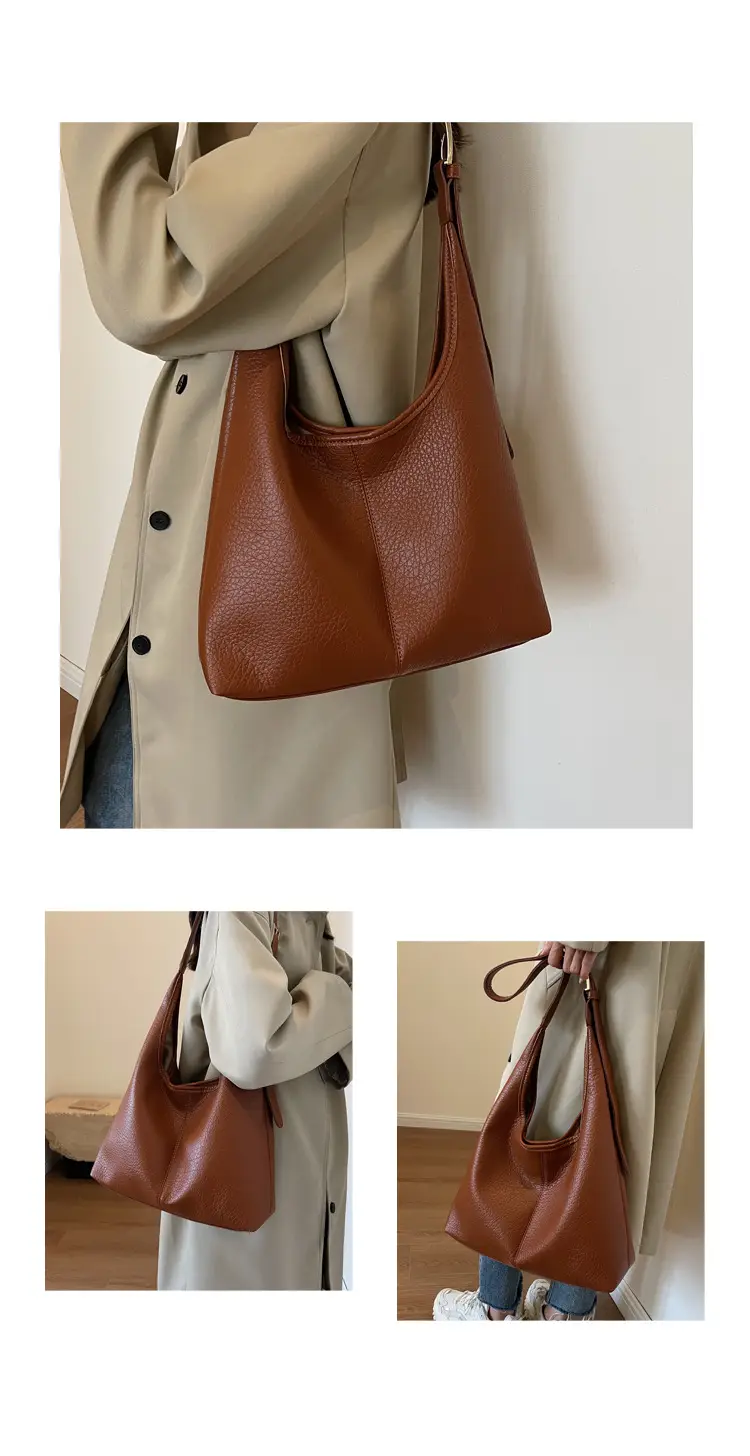 Women Retro Black Shoulder Bag 2023 Winter Textured — feature 25