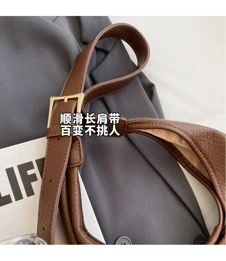 Women Retro Black Shoulder Bag 2023 Winter Textured — feature 4