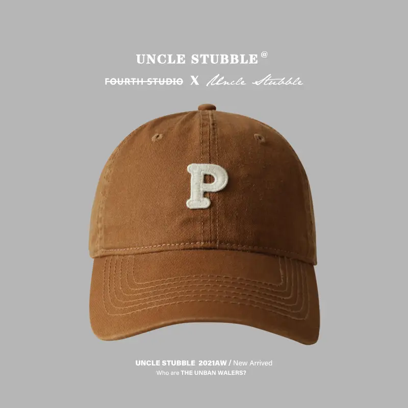 Uncle Stubble Brown P Cap Large Wide Brim - Image 3
