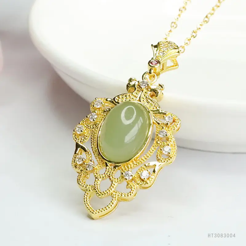 Natural Hetian Jade Clear Water Pendant Necklace - Image 3