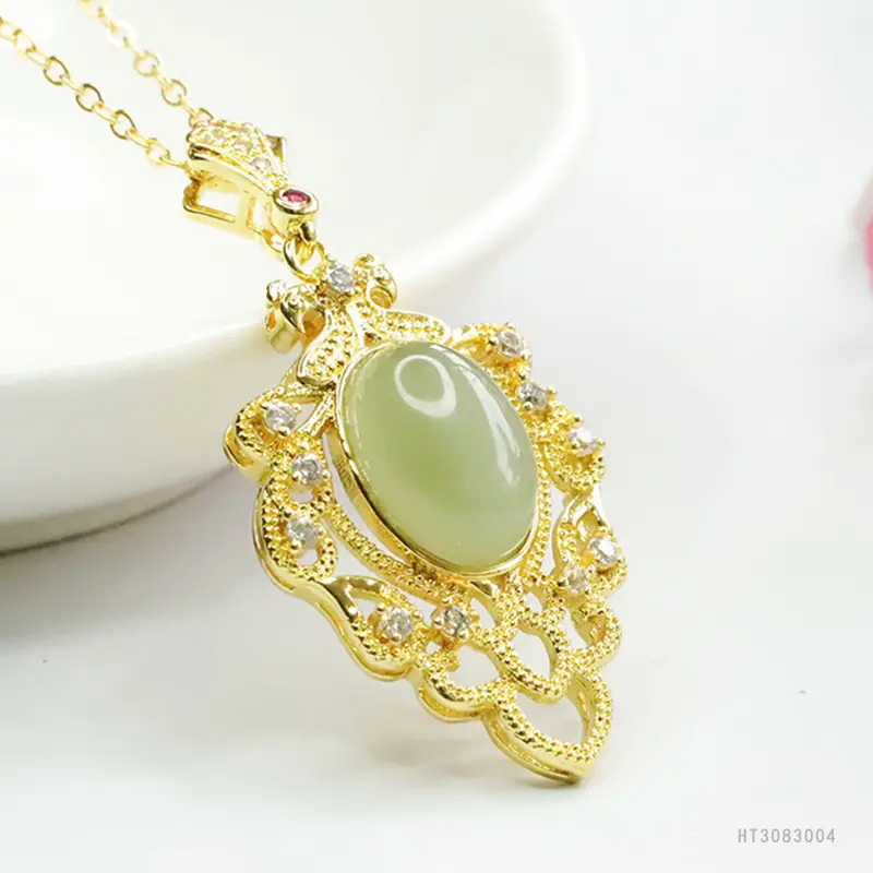 Natural Hetian Jade Clear Water Pendant Necklace - Image 4