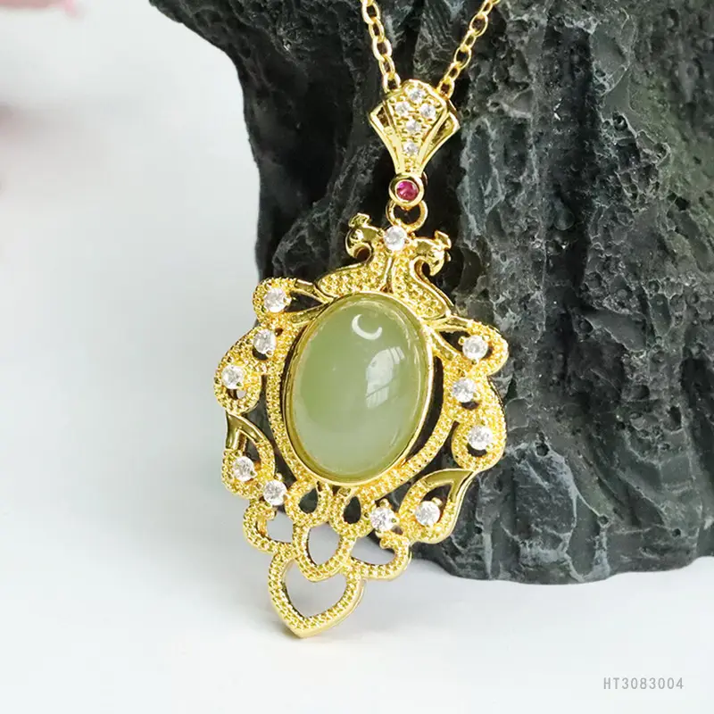 Natural Hetian Jade Clear Water Pendant Necklace — feature 11