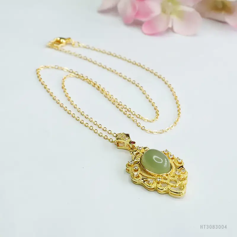 Natural Hetian Jade Clear Water Pendant Necklace — feature 8