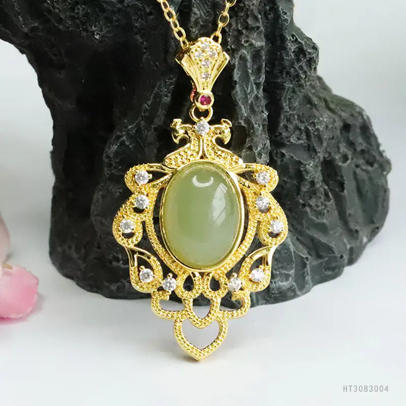 Natural Hetian Jade Clear Water Pendant Necklace — feature 9