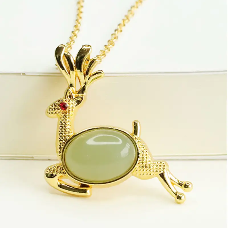 Aiyu Little Deer Jade Necklace with Clear Water Pendant — feature 11