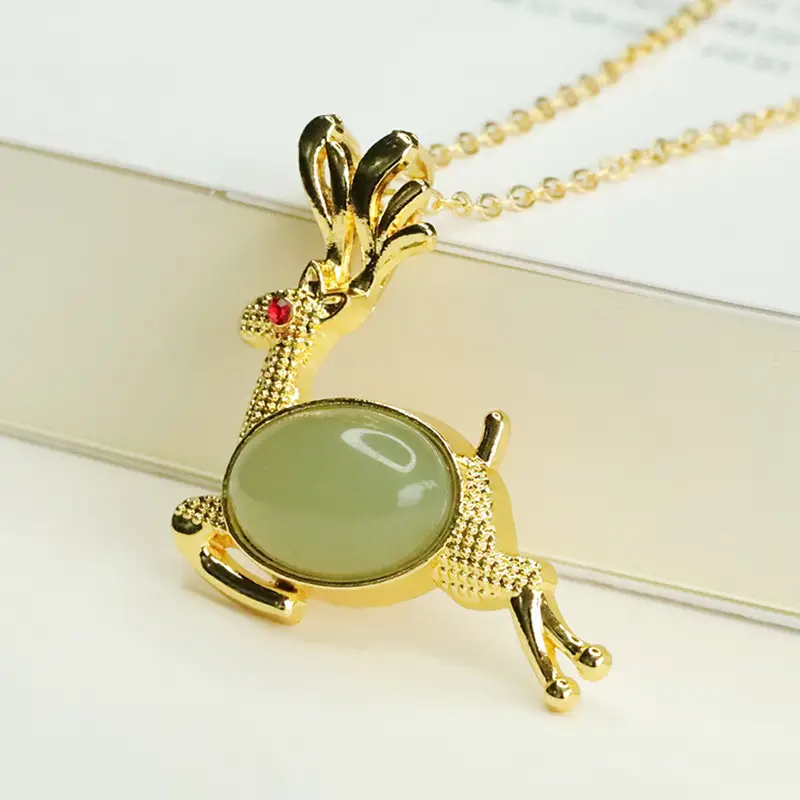 Aiyu Little Deer Jade Necklace with Clear Water Pendant — feature 13