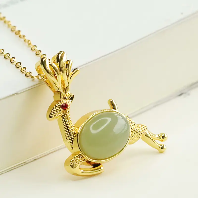 Aiyu Little Deer Jade Necklace with Clear Water Pendant — feature 14