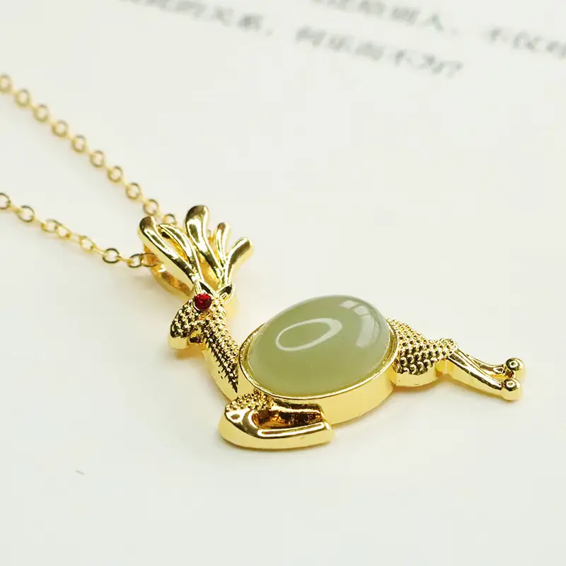 Aiyu Little Deer Jade Necklace with Clear Water Pendant — feature 16