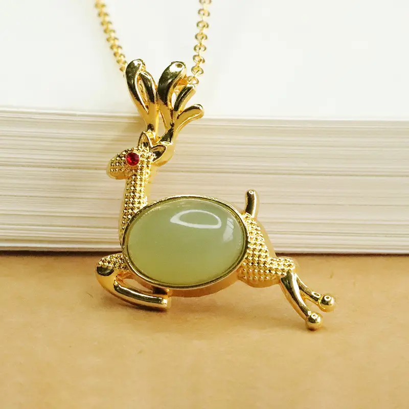 Aiyu Little Deer Jade Necklace with Clear Water Pendant — feature 3