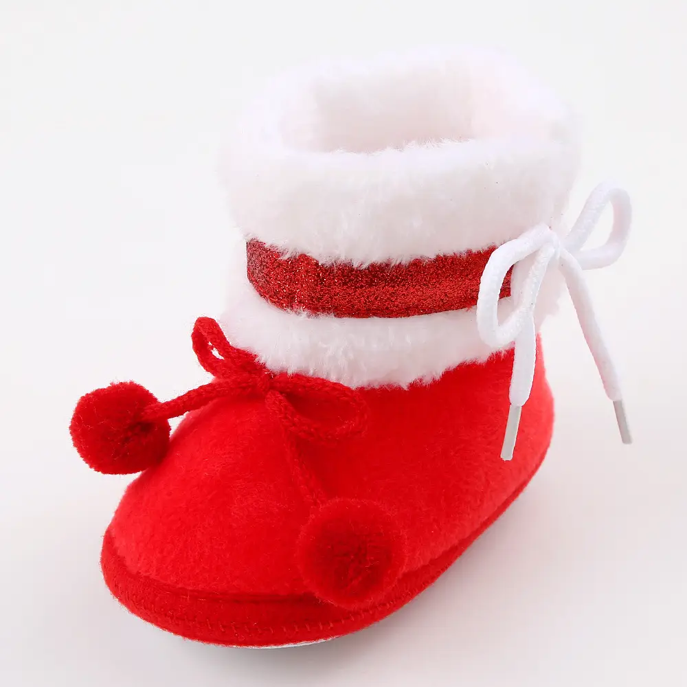 Red Fleece Baby Slippers 0-1 Year Old Winter Boots — feature 10