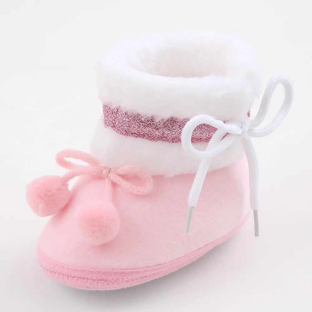 Red Fleece Baby Slippers 0-1 Year Old Winter Boots — feature 12