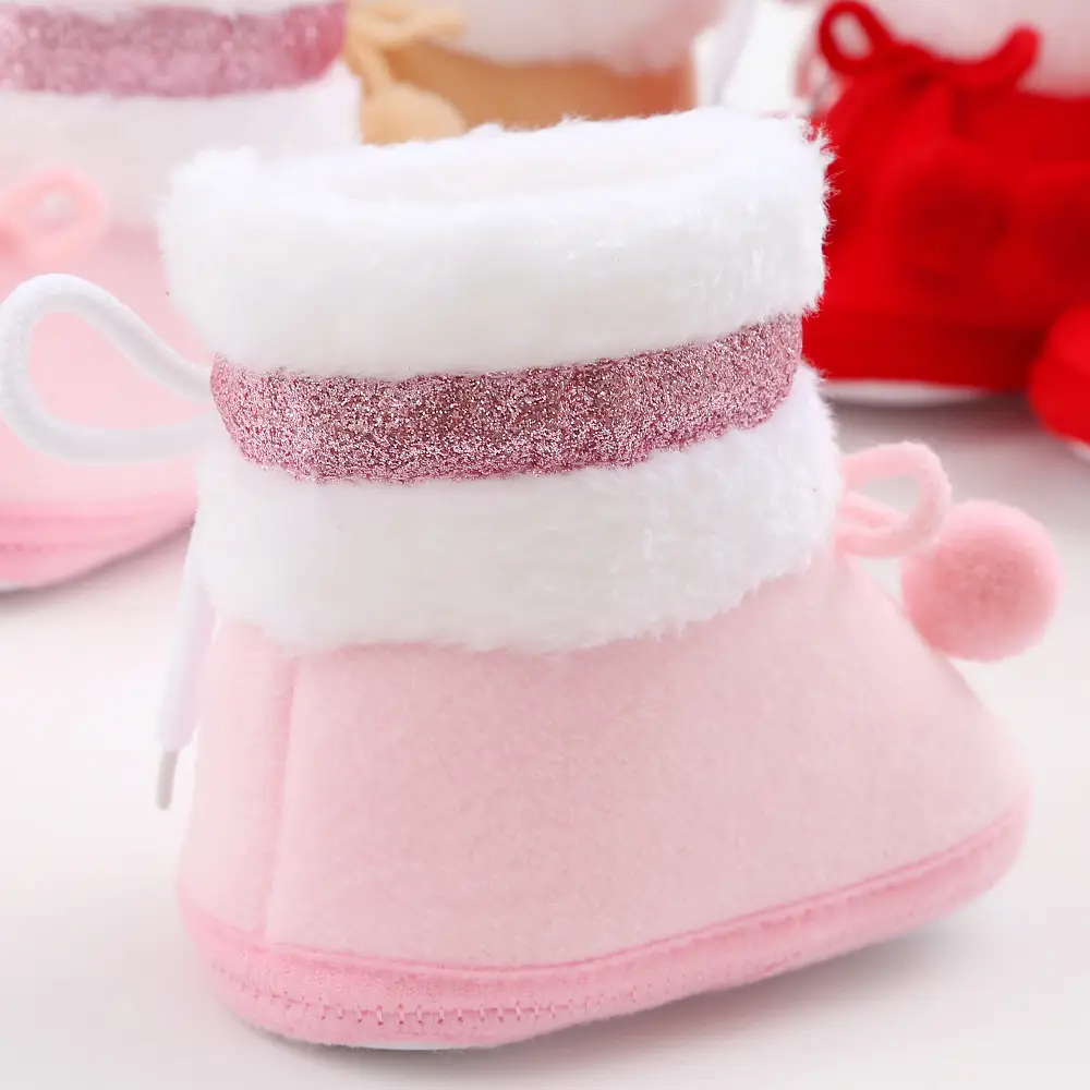 Red Fleece Baby Slippers 0-1 Year Old Winter Boots — feature 16