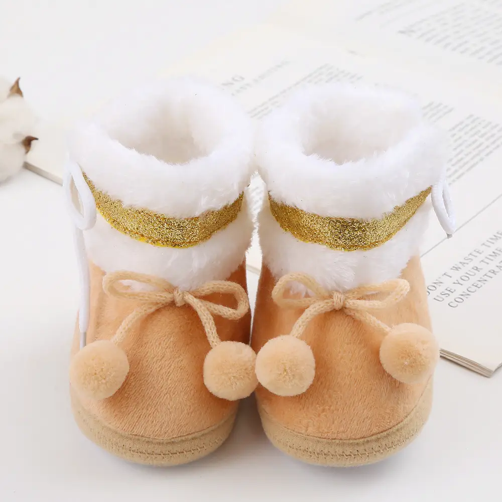 Red Fleece Baby Slippers 0-1 Year Old Winter Boots — feature 7