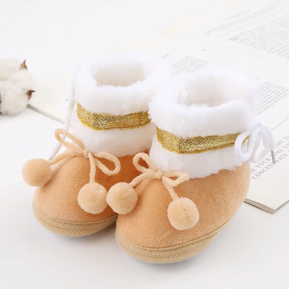 Red Fleece Baby Slippers 0-1 Year Old Winter Boots — feature 8