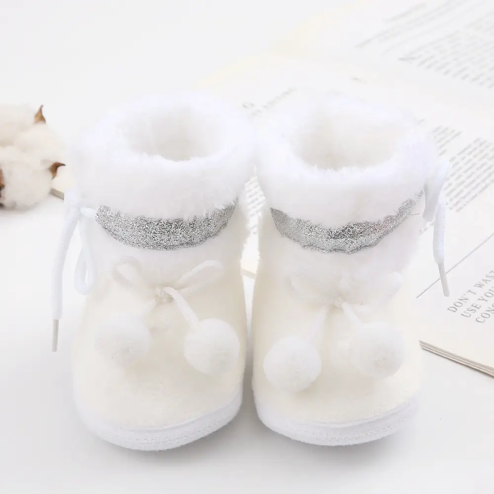 Red Fleece Baby Slippers 0-1 Year Old Winter Boots