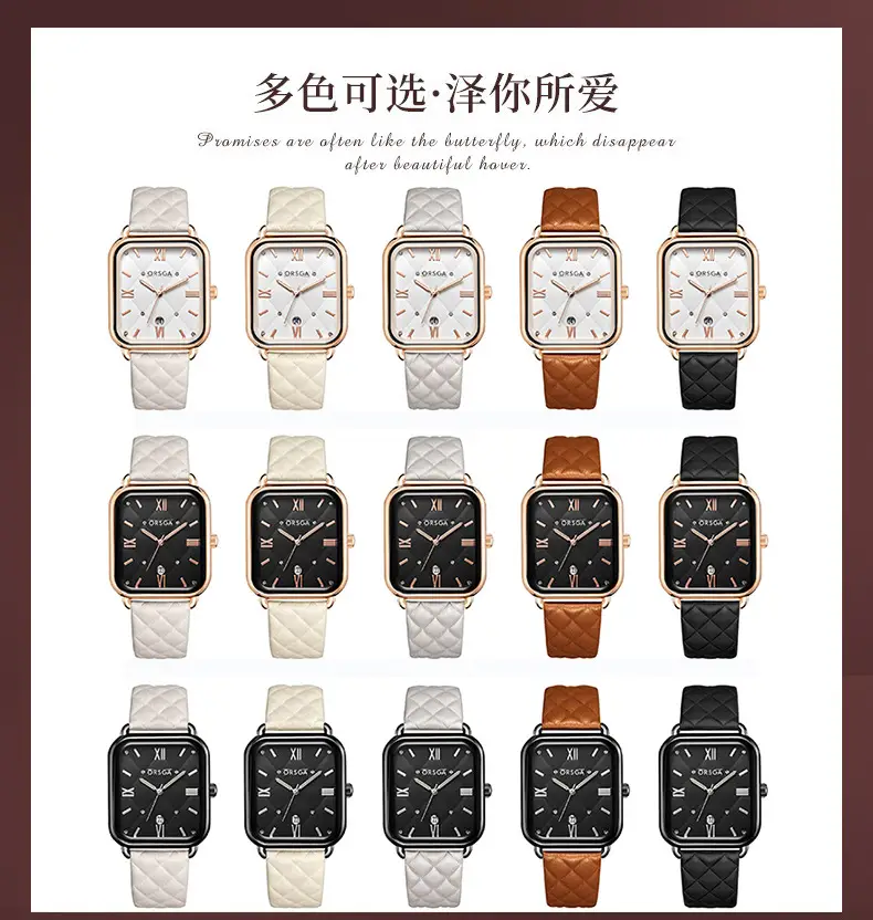 ORSGA Women's Quartz Watch White Leather Band Rose Gold — feature 10