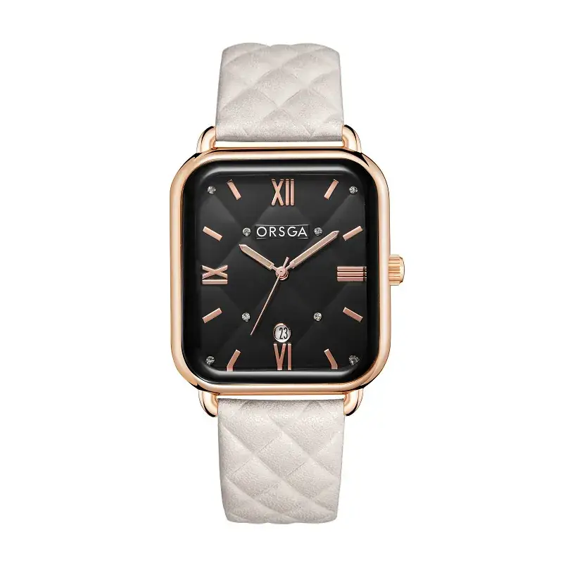 ORSGA Women's Quartz Watch White Leather Band Rose Gold - Image 10