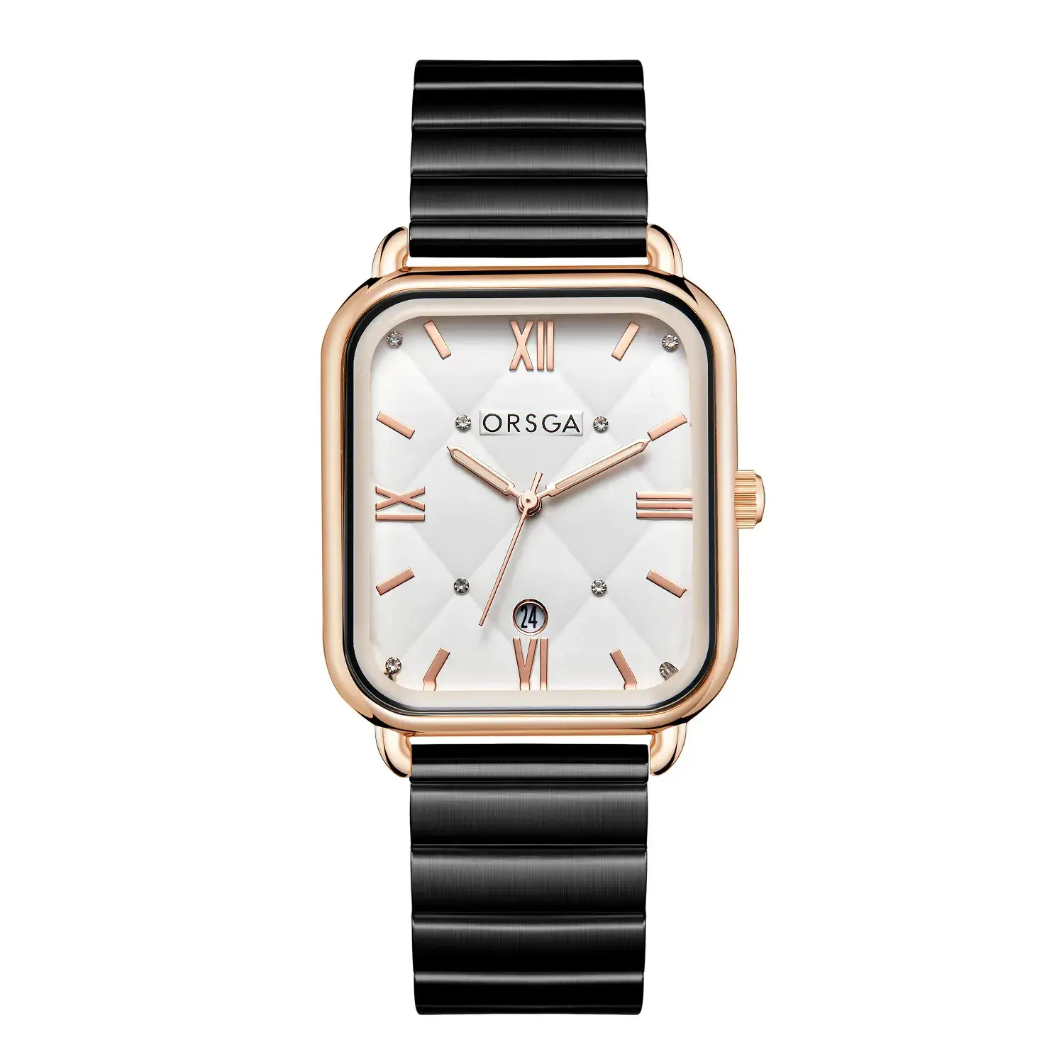 ORSGA Women's Quartz Watch White Leather Band Rose Gold - Image 3