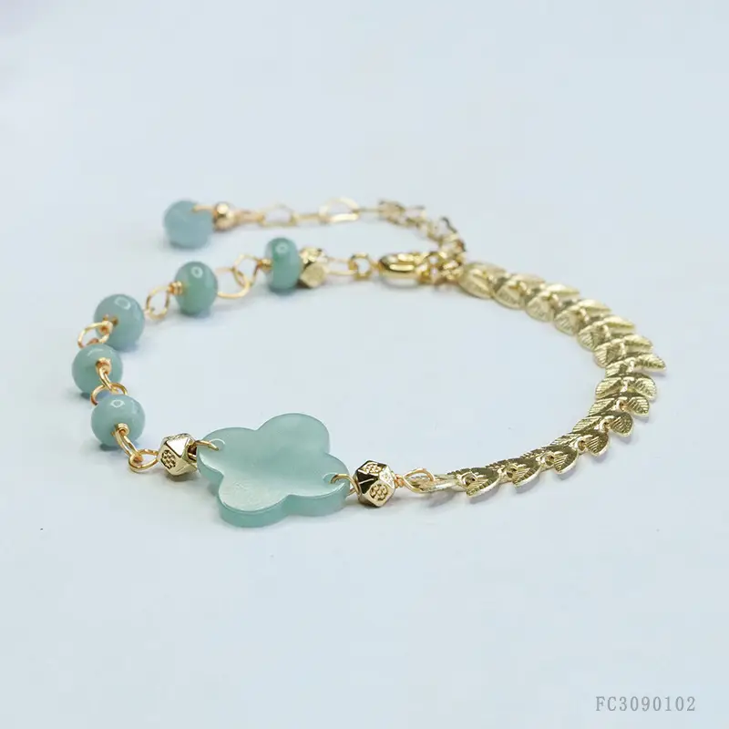 Guan Yu Jade Blue Water Four Leaf Clover Bracelet for Women — feature 7