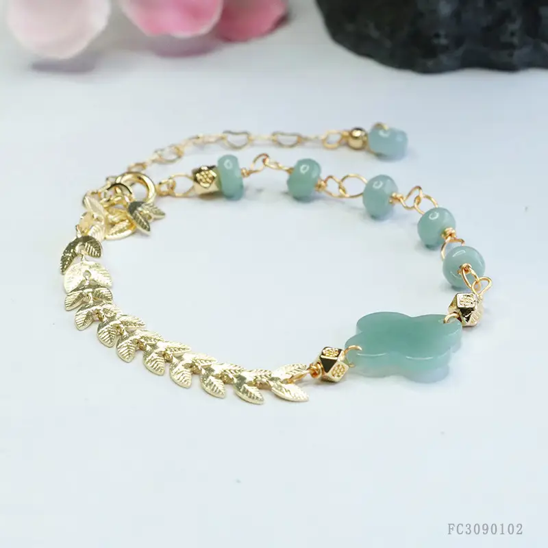 Guan Yu Jade Blue Water Four Leaf Clover Bracelet for Women — feature 8