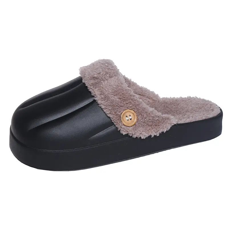 Waterproof Cotton Slippers for Women, Autumn and Winter 2023, Non-Slip, Warm, Plush, Closed-Back, Home Couple Slippers for Men, Thickened and Warm