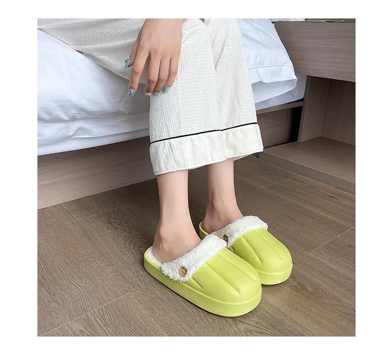Waterproof Cotton Slippers for Women, Autumn and Winter 2023, Non-Slip, Warm, Plush, Closed-Back, Home Couple Slippers for Men, Thickened and Warm — feature 16