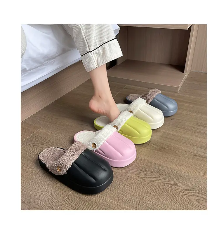Waterproof Cotton Slippers for Women, Autumn and Winter 2023, Non-Slip, Warm, Plush, Closed-Back, Home Couple Slippers for Men, Thickened and Warm — feature 18