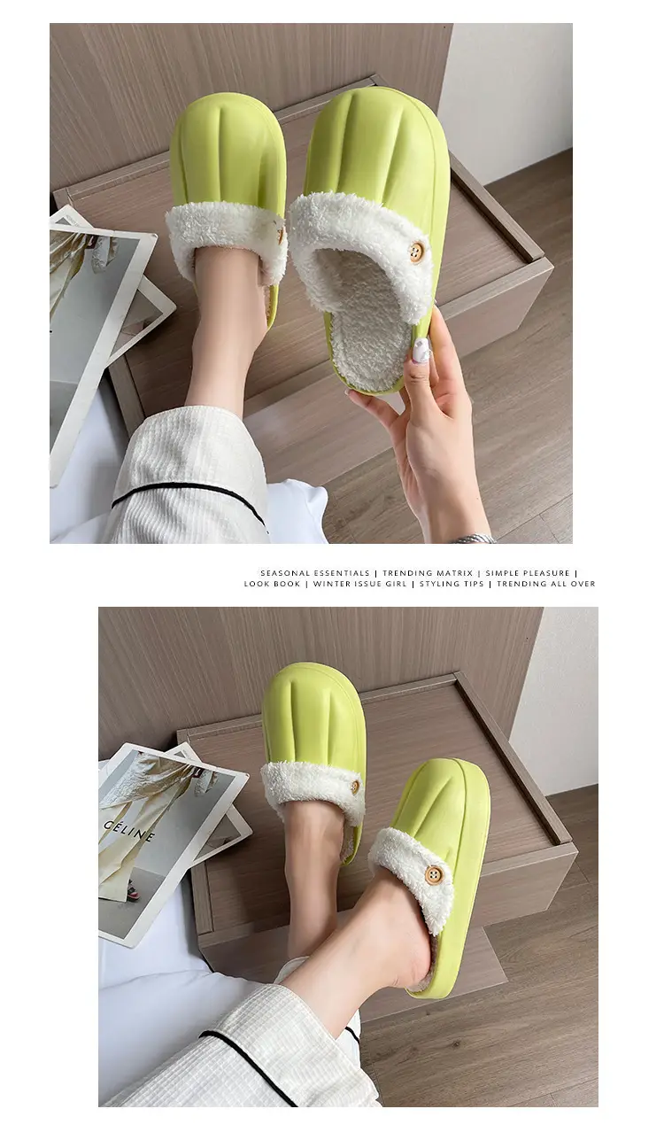 Waterproof Cotton Slippers for Women, Autumn and Winter 2023, Non-Slip, Warm, Plush, Closed-Back, Home Couple Slippers for Men, Thickened and Warm — feature 19