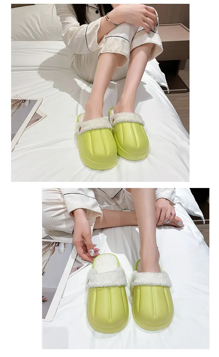 Waterproof Cotton Slippers for Women, Autumn and Winter 2023, Non-Slip, Warm, Plush, Closed-Back, Home Couple Slippers for Men, Thickened and Warm — feature 20