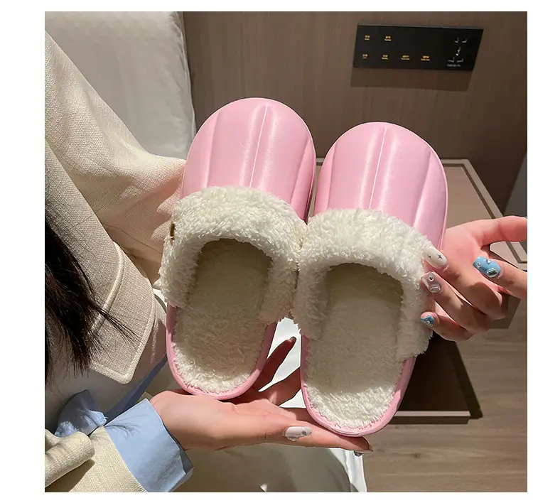 Waterproof Cotton Slippers for Women, Autumn and Winter 2023, Non-Slip, Warm, Plush, Closed-Back, Home Couple Slippers for Men, Thickened and Warm — feature 31
