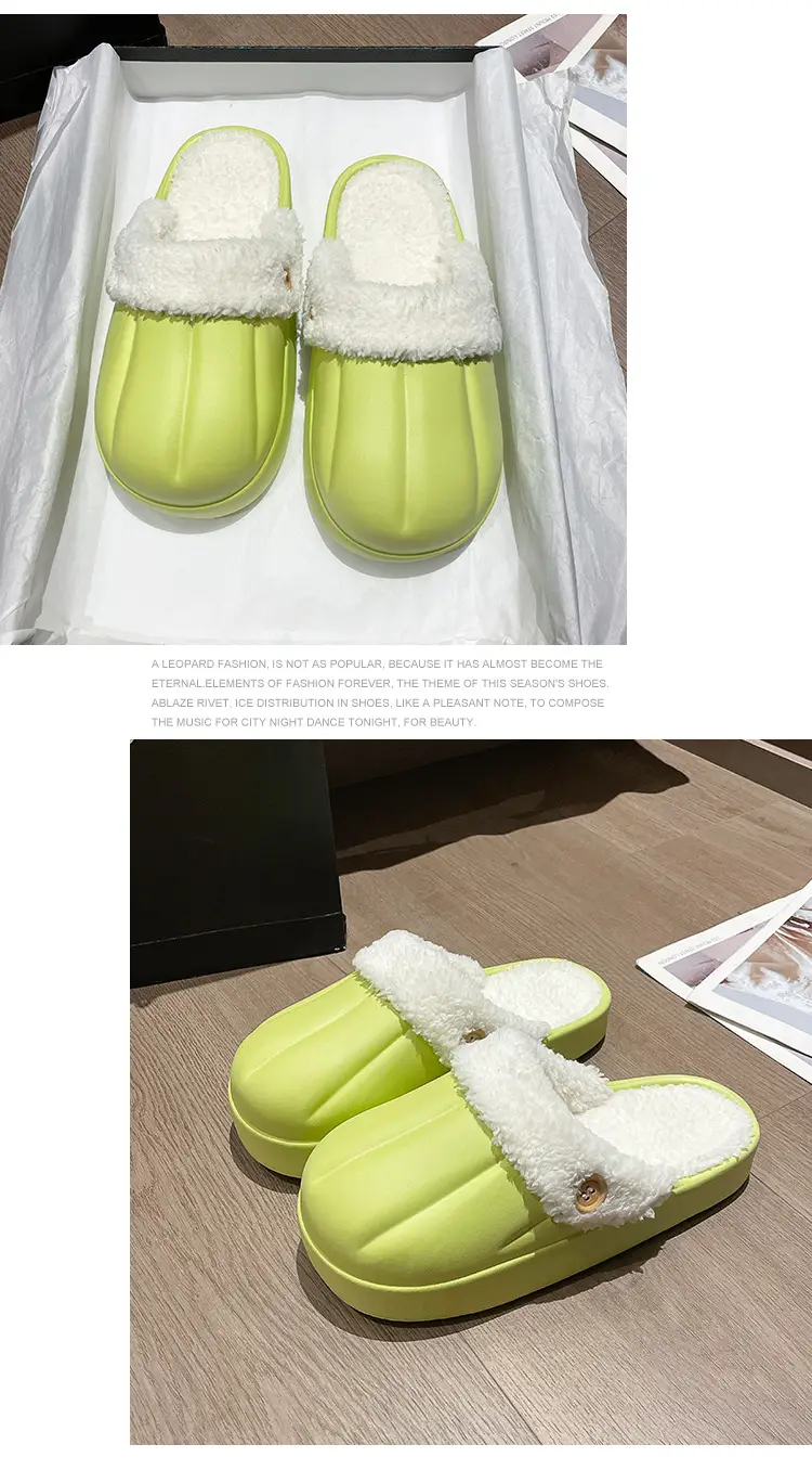 Waterproof Cotton Slippers for Women, Autumn and Winter 2023, Non-Slip, Warm, Plush, Closed-Back, Home Couple Slippers for Men, Thickened and Warm — feature 32