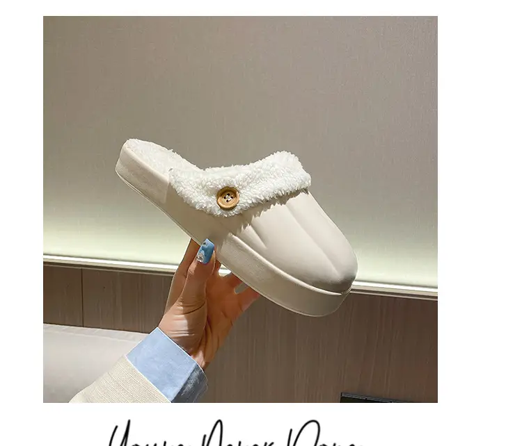 Waterproof Cotton Slippers for Women, Autumn and Winter 2023, Non-Slip, Warm, Plush, Closed-Back, Home Couple Slippers for Men, Thickened and Warm — feature 34
