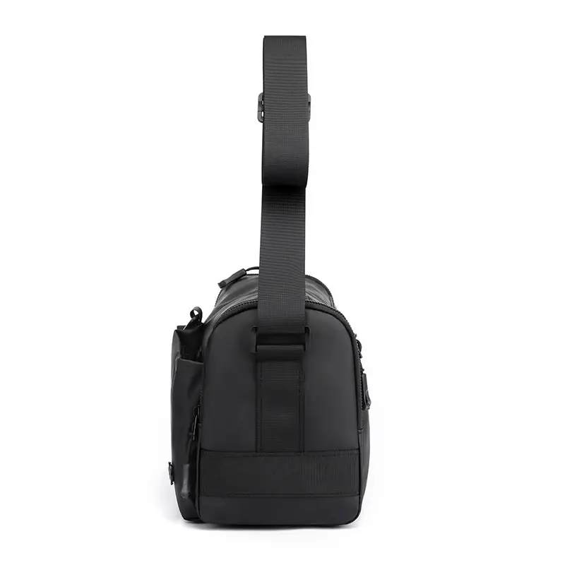 Black Men's Shoulder Messenger Bag with Long Strap - Image 7