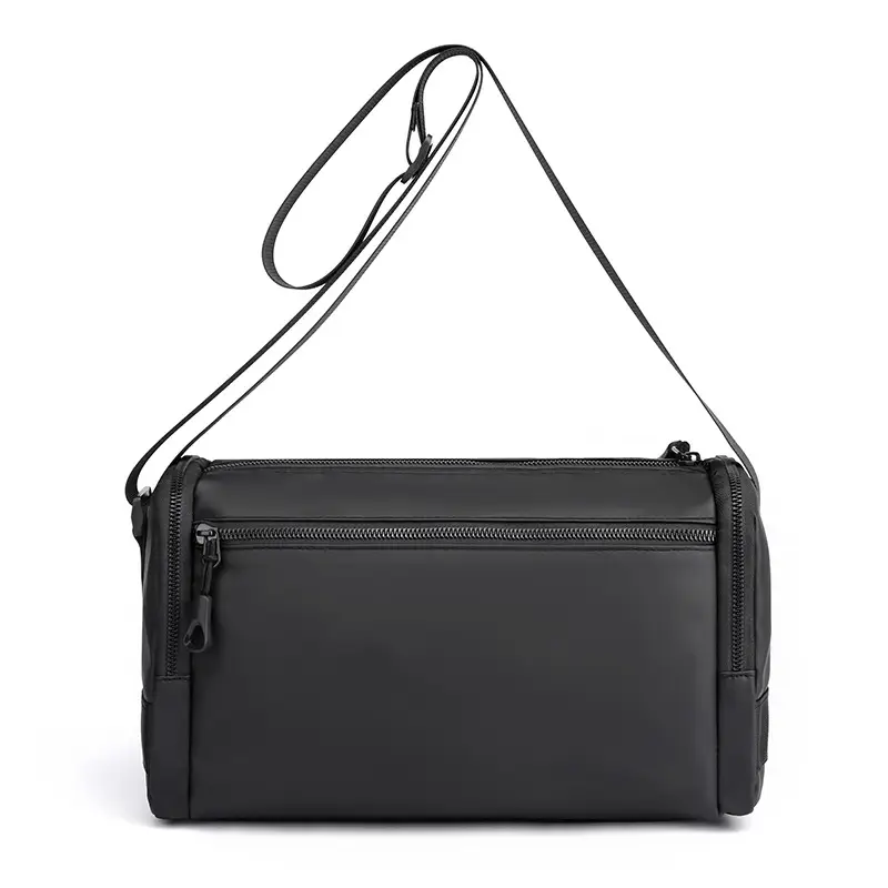 Black Men's Shoulder Messenger Bag with Long Strap - Image 8