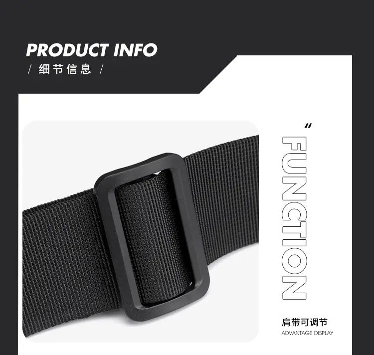 Black Men's Shoulder Messenger Bag with Long Strap — feature 21