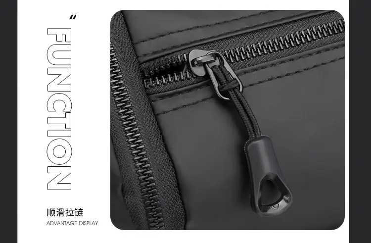 Black Men's Shoulder Messenger Bag with Long Strap — feature 23