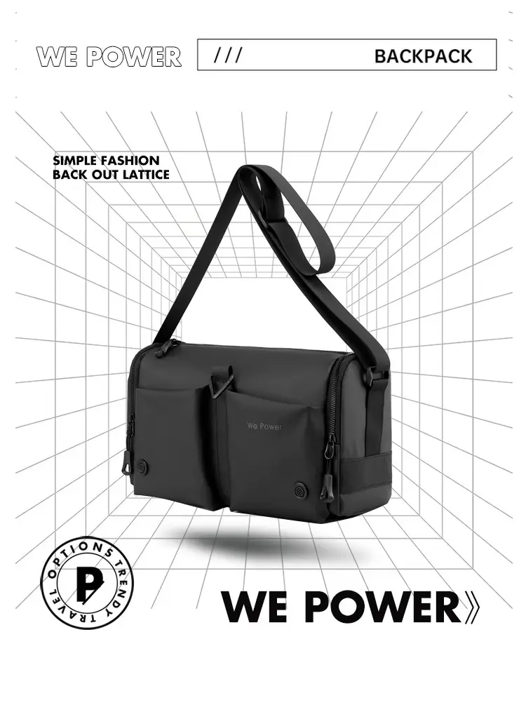 Black Men's Shoulder Messenger Bag with Long Strap — feature 4
