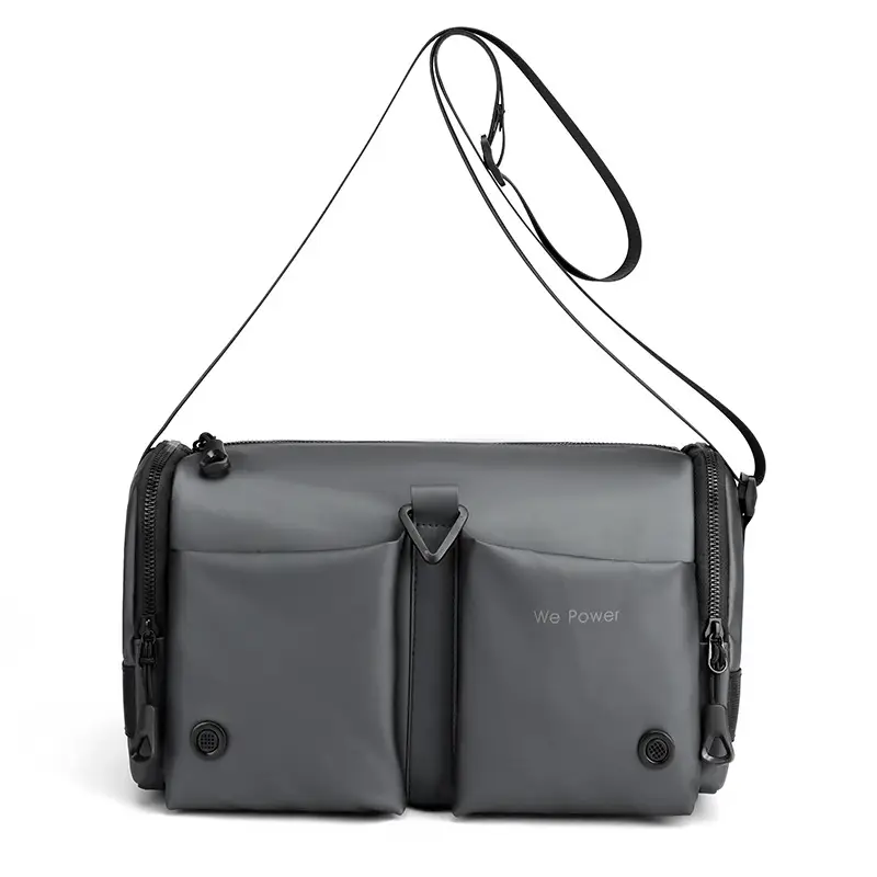Black Men's Shoulder Messenger Bag with Long Strap - Image 2