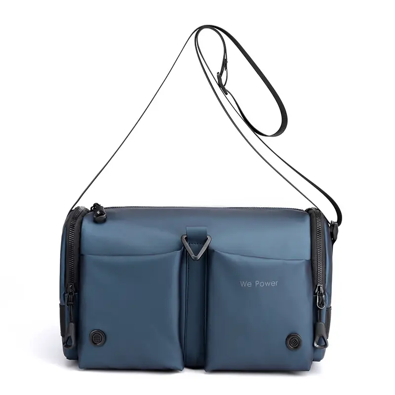 Black Men's Shoulder Messenger Bag with Long Strap - Image 3