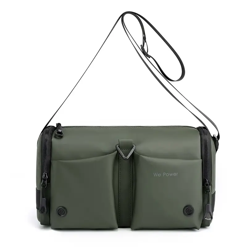 Black Men's Shoulder Messenger Bag with Long Strap - Image 4