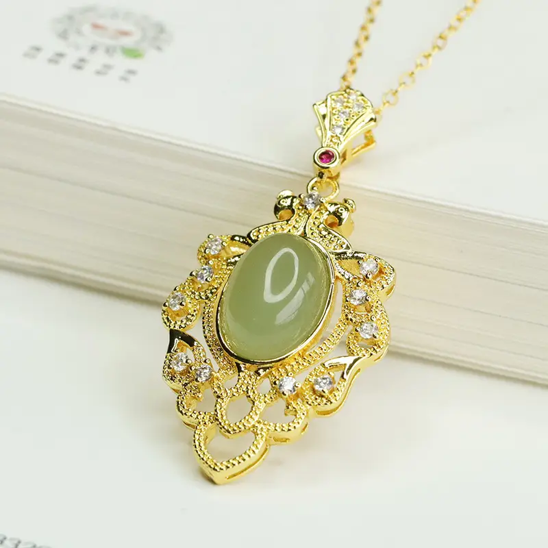 Aiyu Natural Hetian Jade Clear Water Pendant Necklace