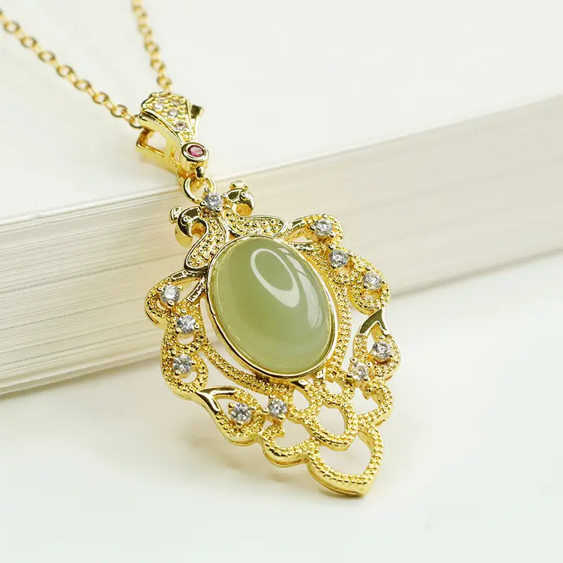 Aiyu Natural Hetian Jade Clear Water Pendant Necklace