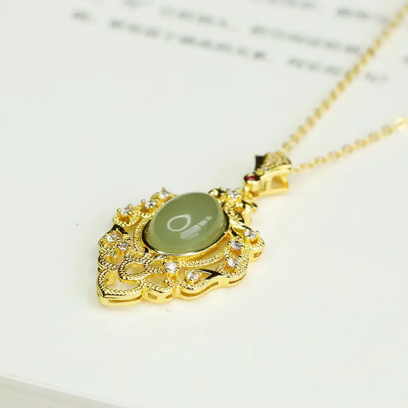 Aiyu Natural Hetian Jade Clear Water Pendant Necklace