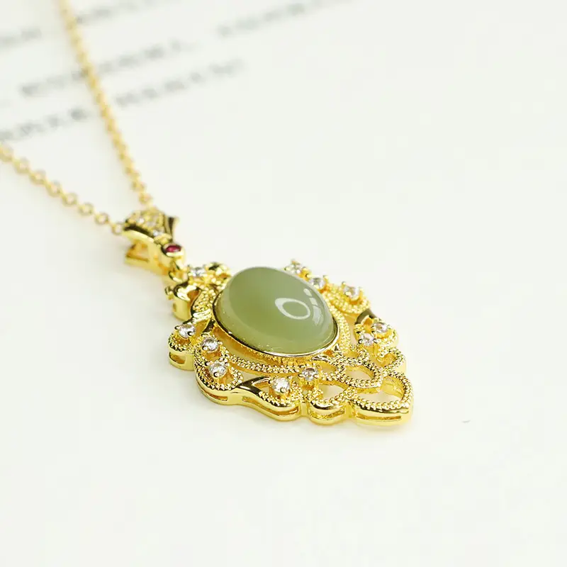 Aiyu Natural Hetian Jade Clear Water Pendant Necklace — feature 9
