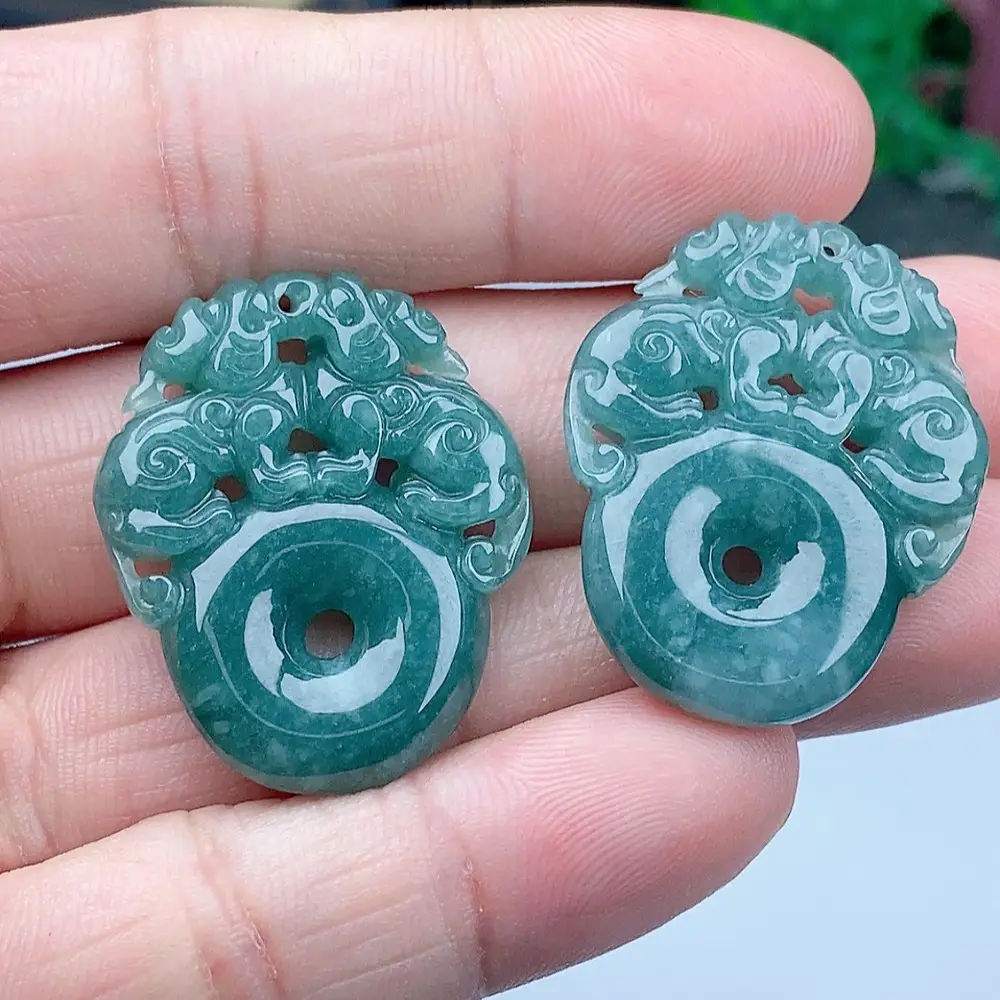 Double Pixiu Safety Pendant Jade Necklace for Wealth - Image 2