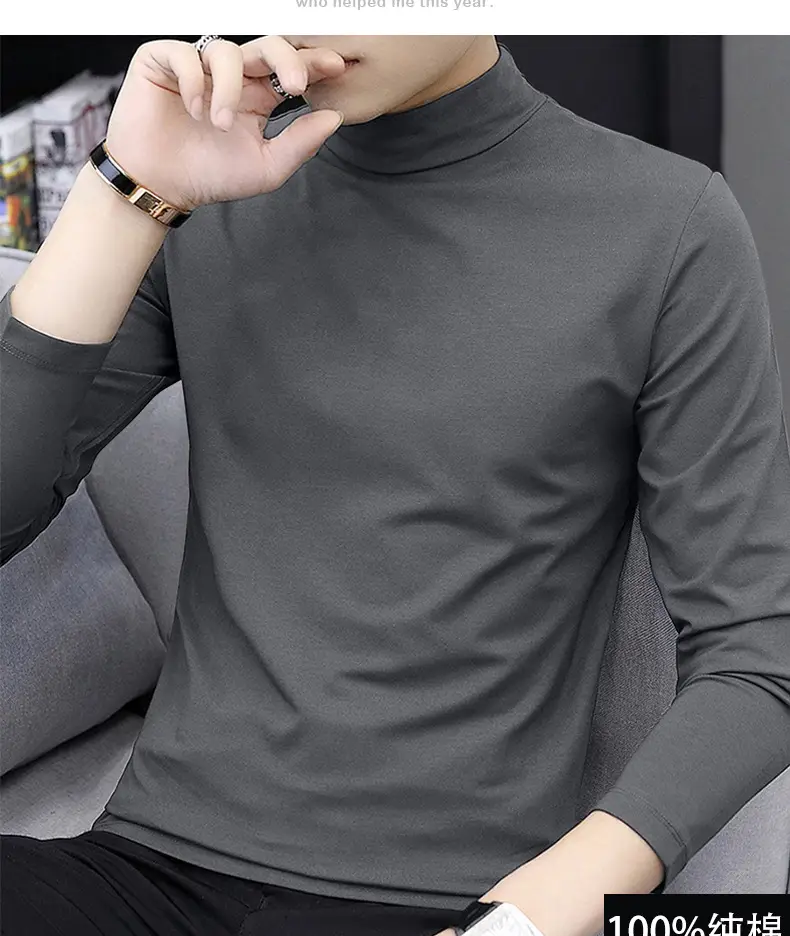 Men White Cotton Turtleneck Long Sleeve All Season — feature 15