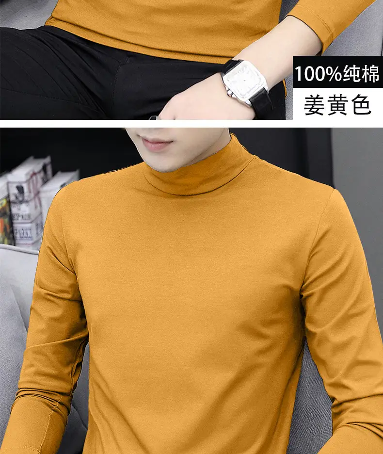 Men White Cotton Turtleneck Long Sleeve All Season — feature 18