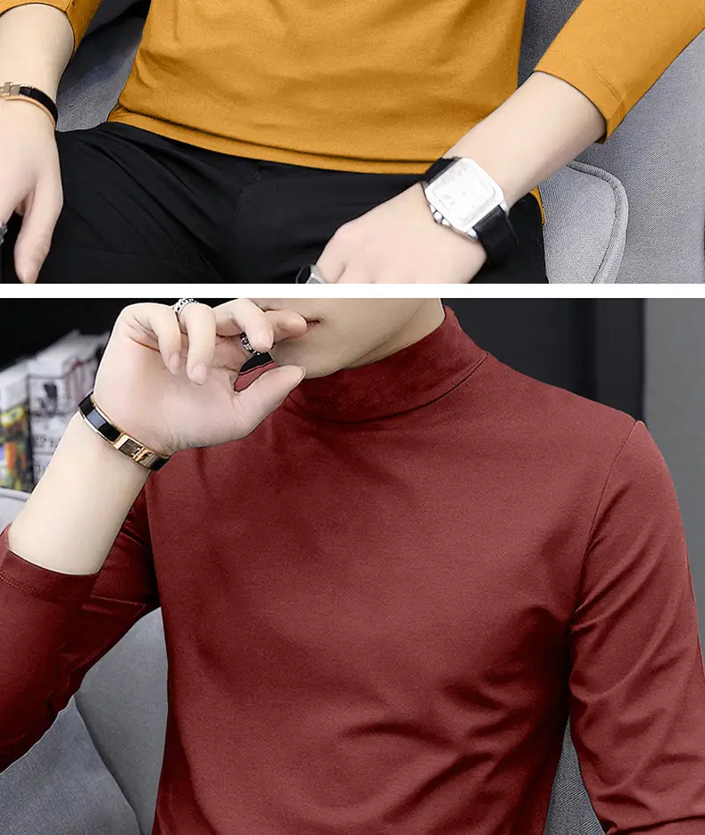Men White Cotton Turtleneck Long Sleeve All Season — feature 19