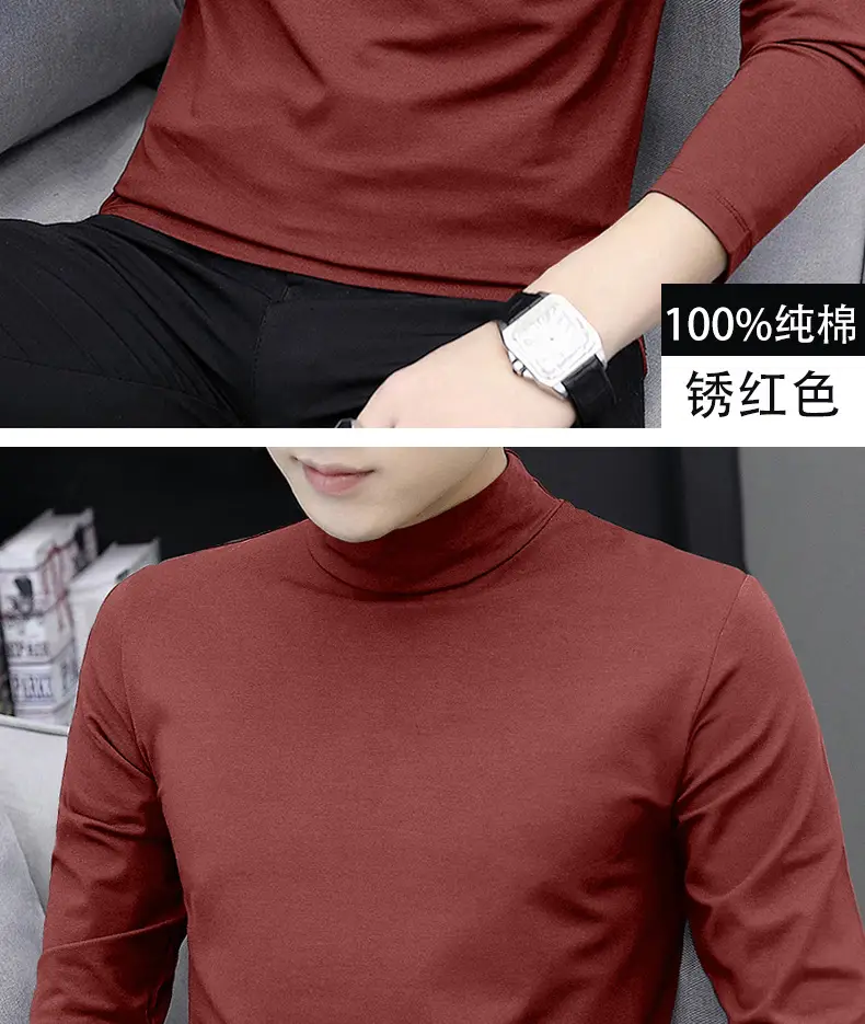 Men White Cotton Turtleneck Long Sleeve All Season — feature 20