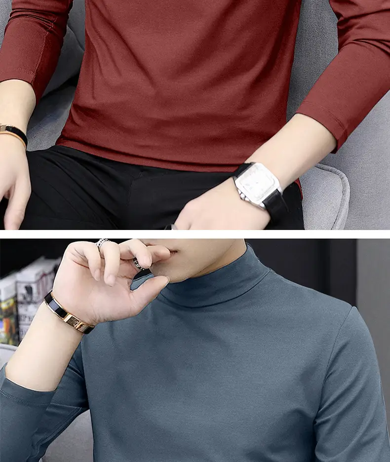Men White Cotton Turtleneck Long Sleeve All Season — feature 21
